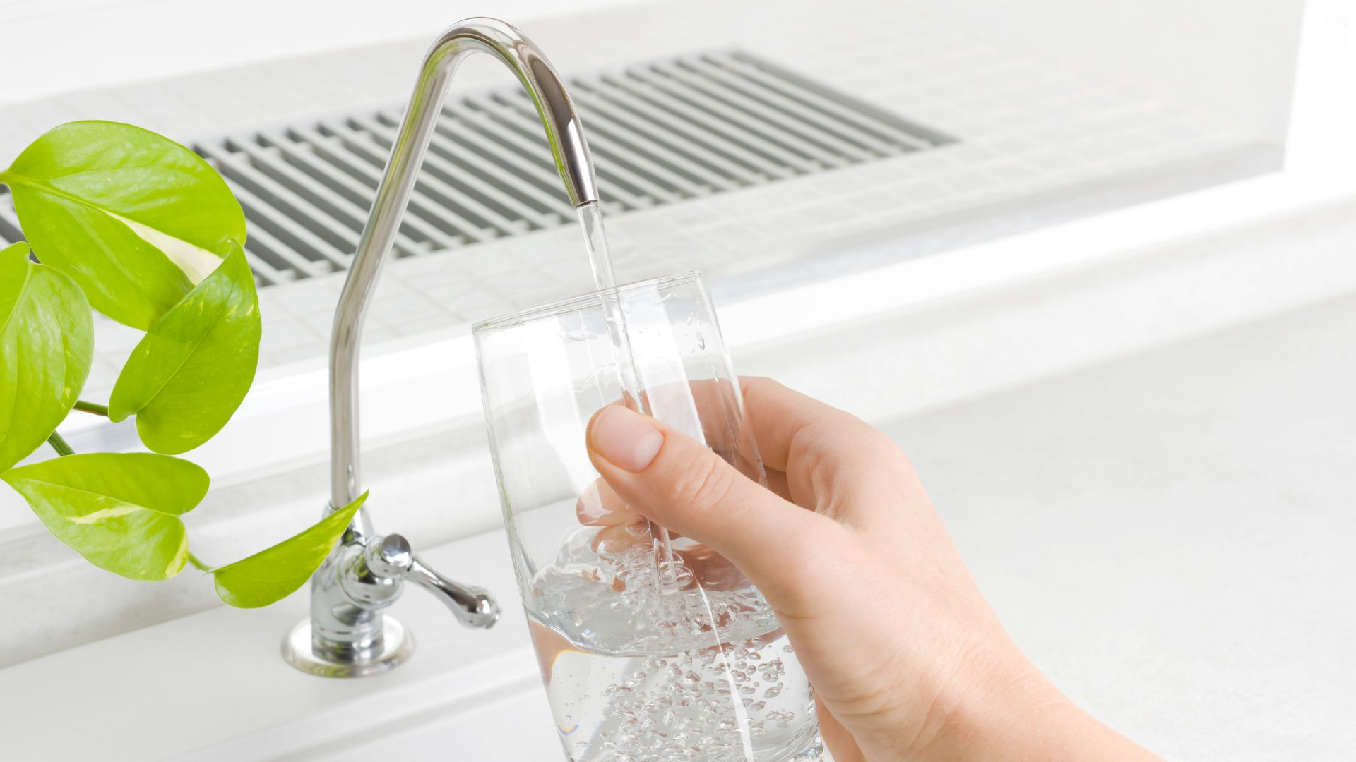 Water Filtration System Installation filling a glass
